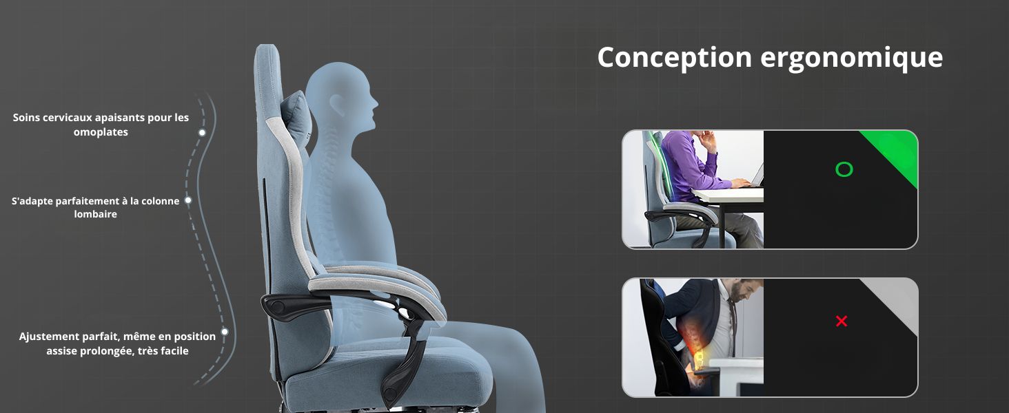 Chaise De Bureau Ergonomique Gaming Gamme De Couleurs