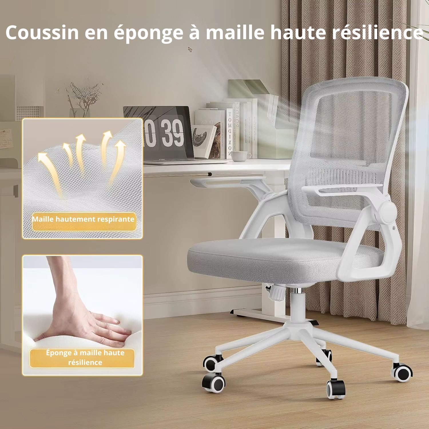 Chaise De Bureau Ergonomique Gris/ Noir/ Rose