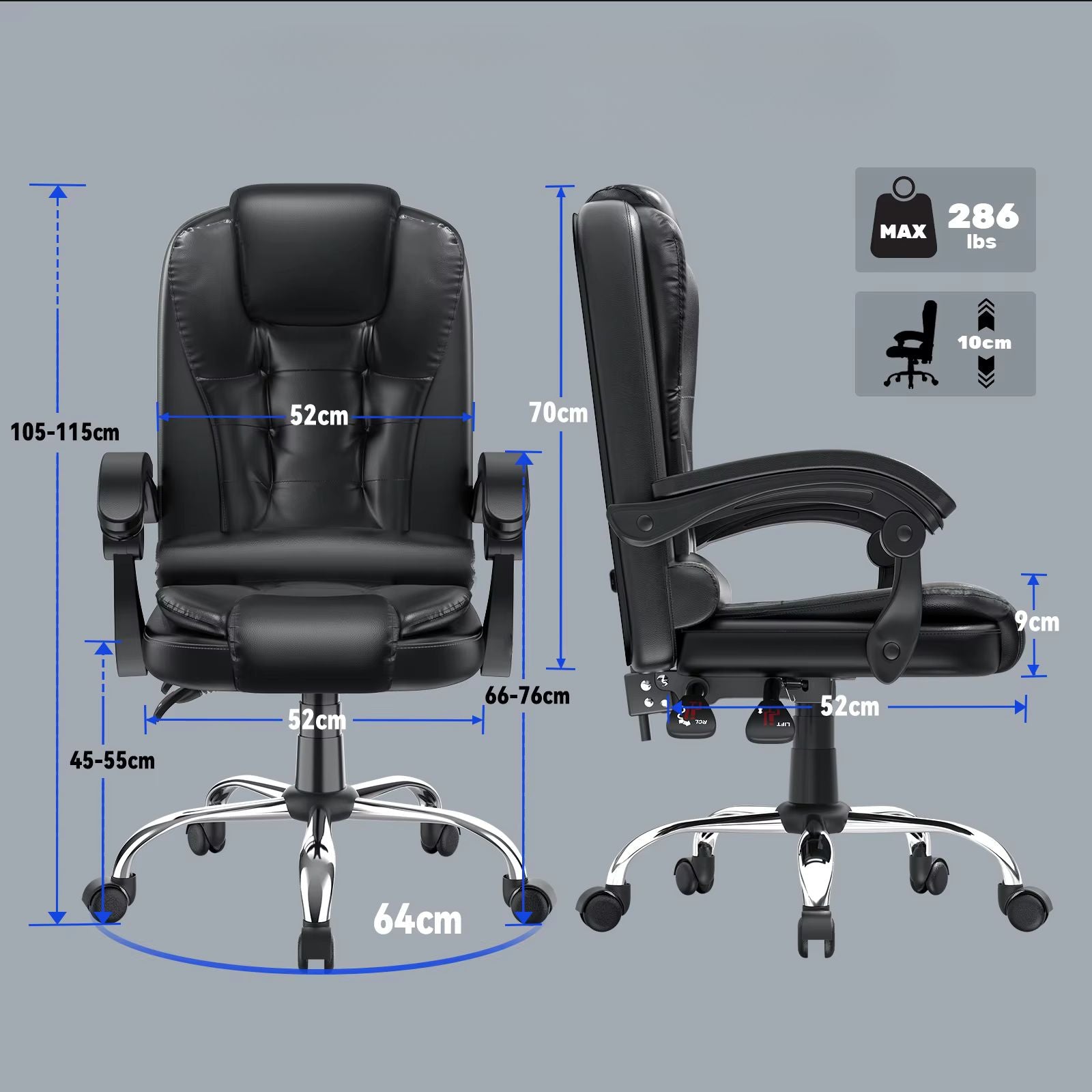 Chaise De Bureau Ergonomique Noir Ou Gris