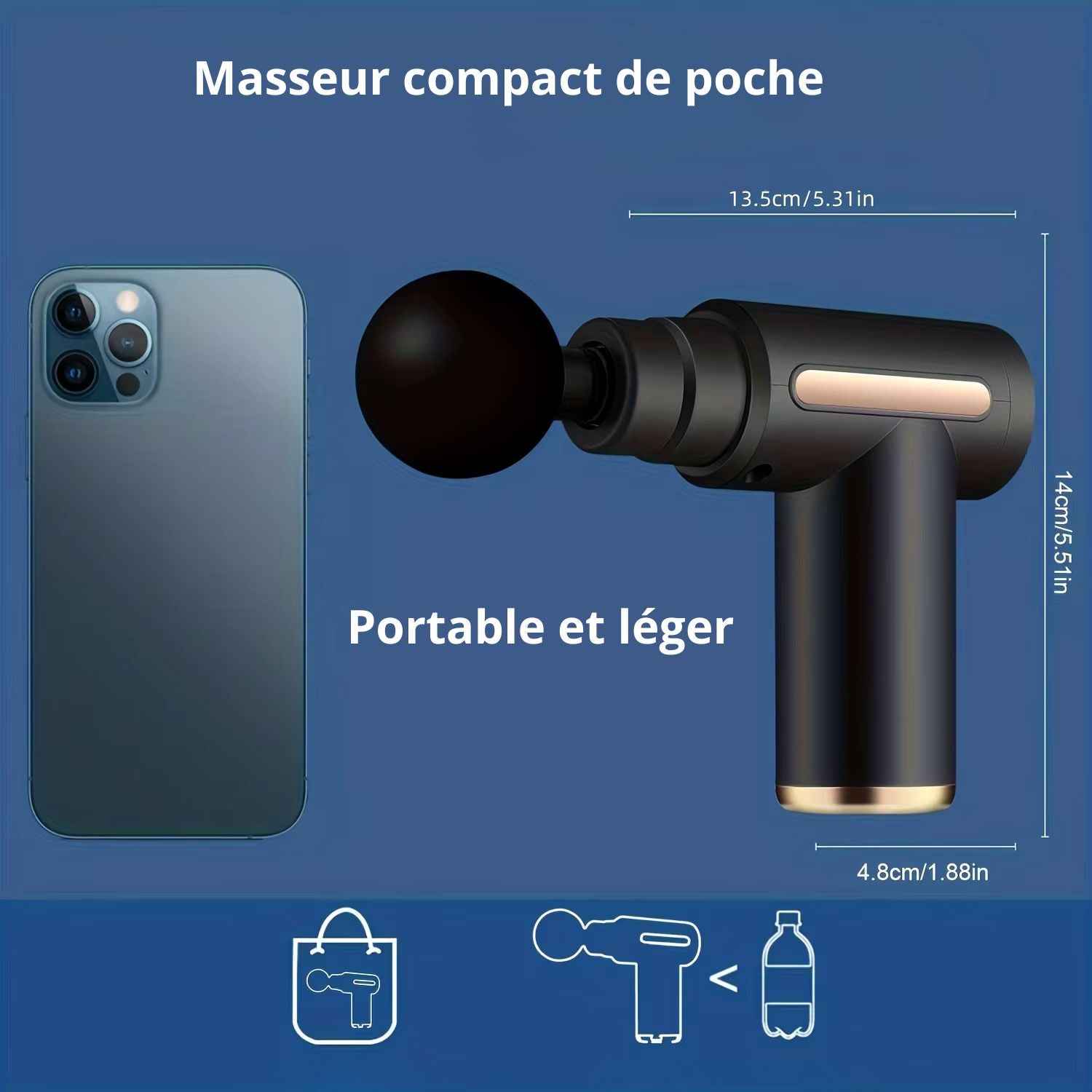 Pistolet De Massage Noir 1 Tête
