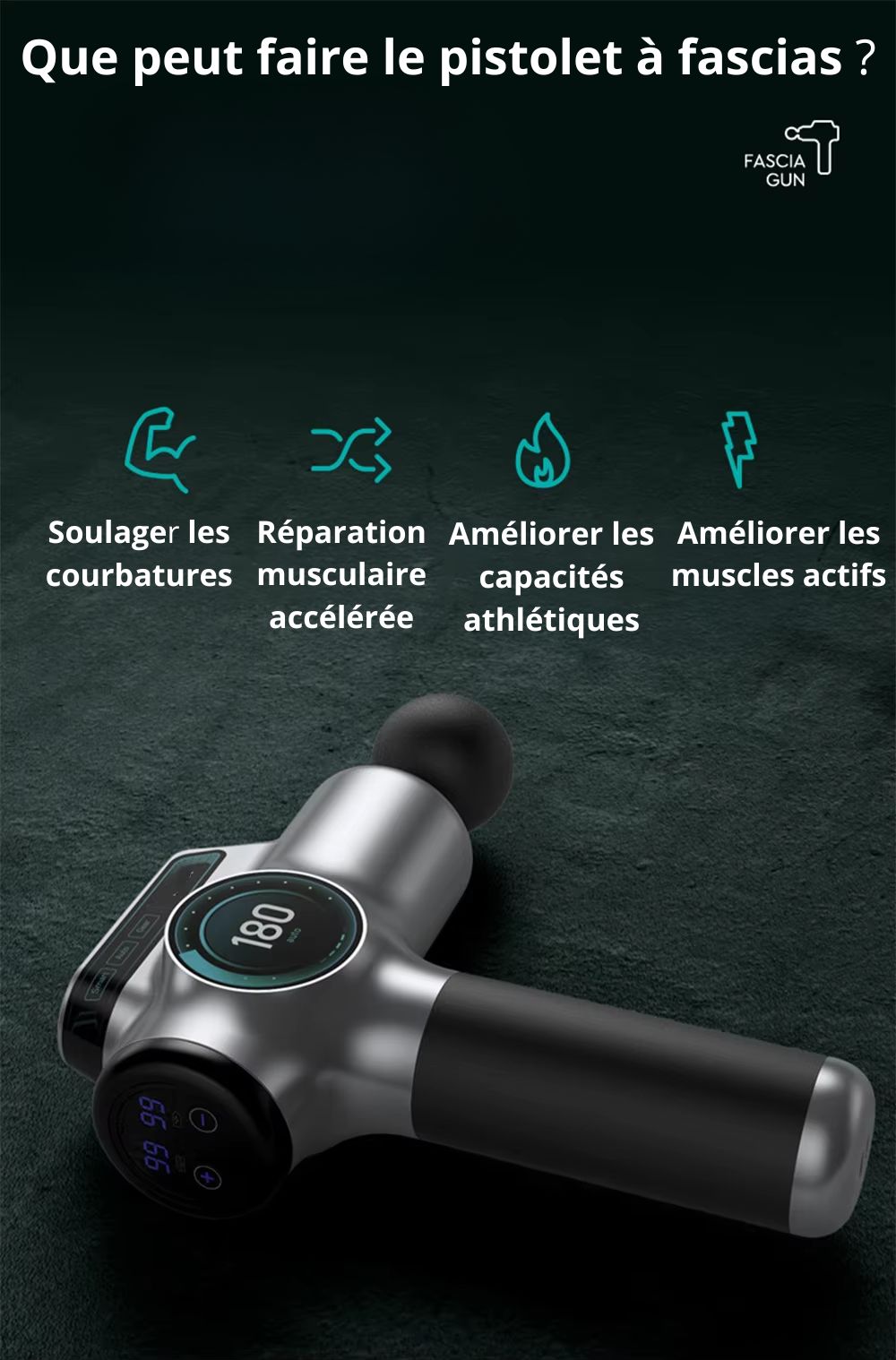 Pistolet De Massage Noir ou gris 1 Tête