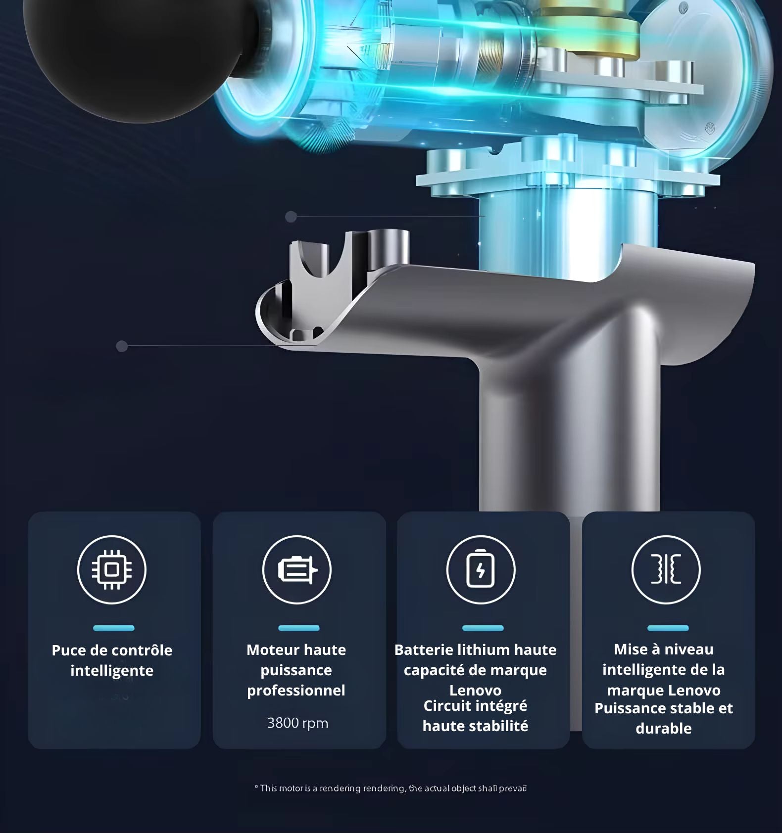 Pistolet De Massage Musculaire 1 Tête Bleu Ou Gris