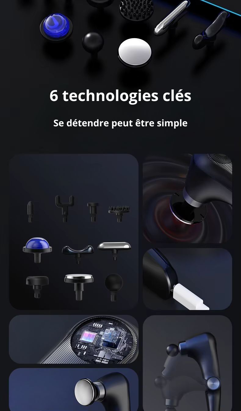 Pistolet De Massage Musculaire Extensible Noir