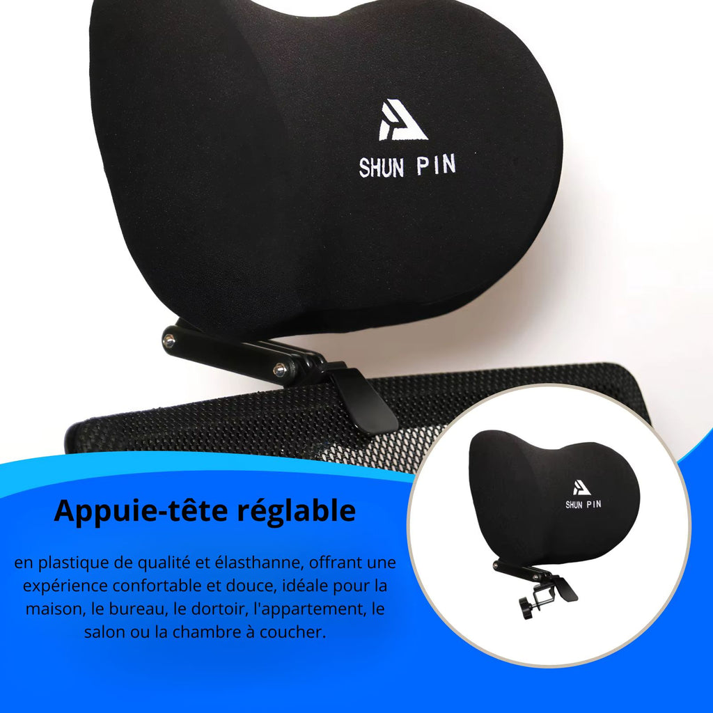 Appui-Tête Ergonomique Noir Pour Chaise De Bureau