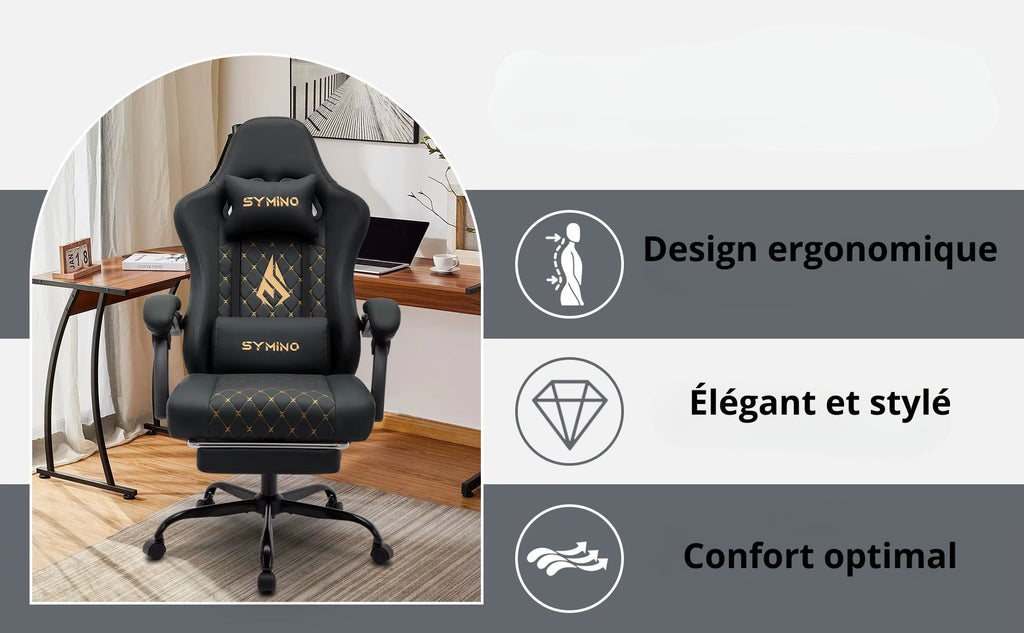 Chaise De Bureau Ergonomique Gaming Gris Ou Noir
