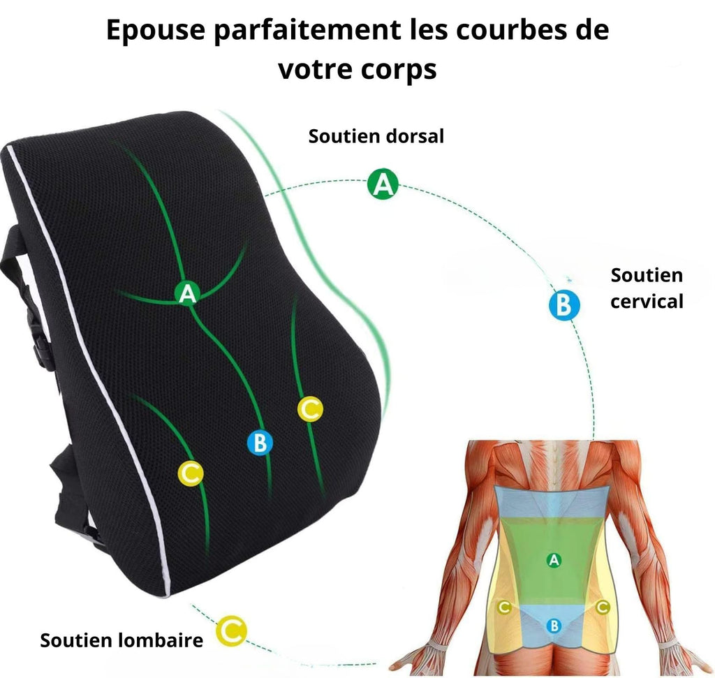 Coussin Lombaire Ergonomique Noir