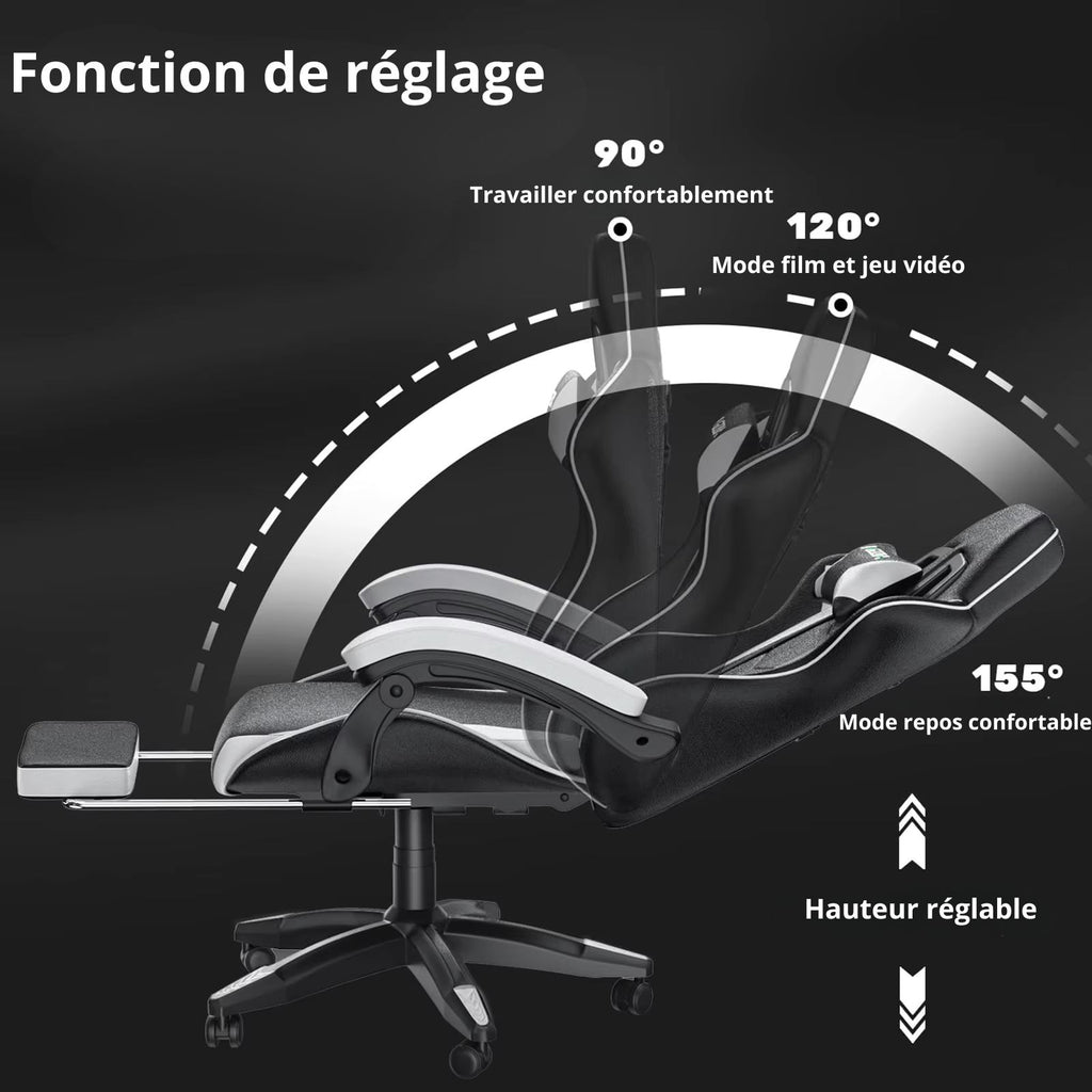 Chaise De Bureau Ergonomique gamer Blanc / Noir/ Rouge/ Bleu