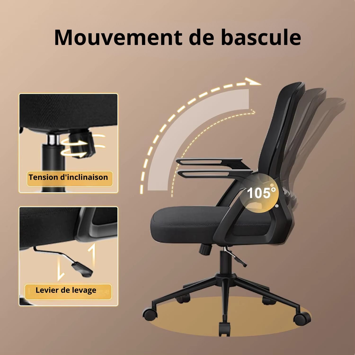 Chaise De Bureau Ergonomique Gris/ Noir/ Rose