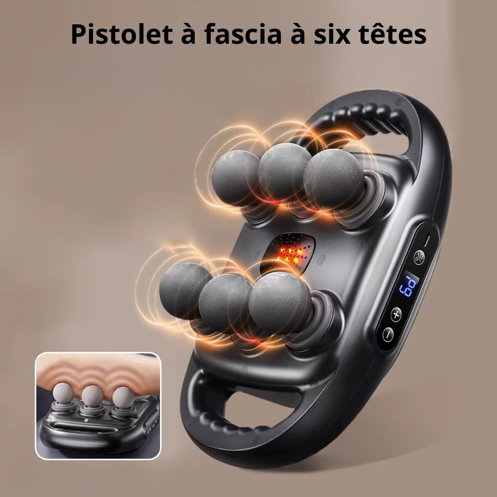 Pistolet De Massage Musculaire Noir Ou Blanc à 6 Tête