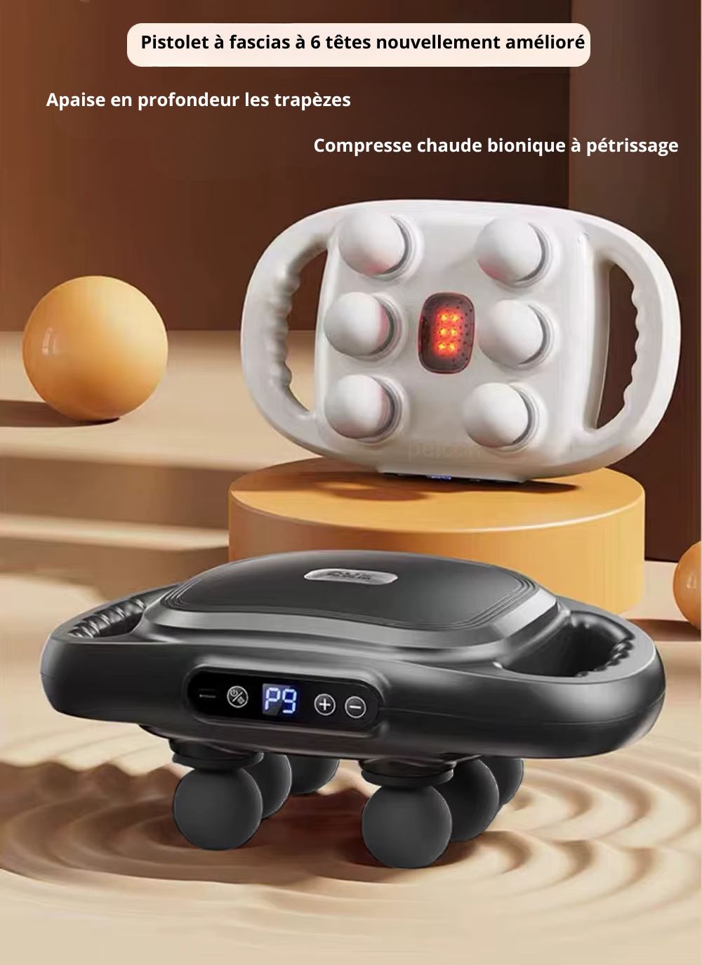 Pistolet De Massage Musculaire Noir Ou Blanc à 6 Tête