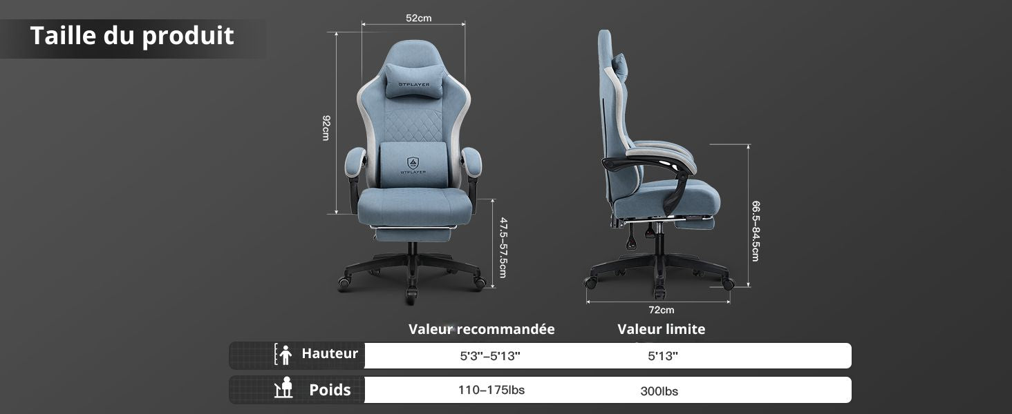 Chaise De Bureau Ergonomique Gaming Gamme De Couleurs