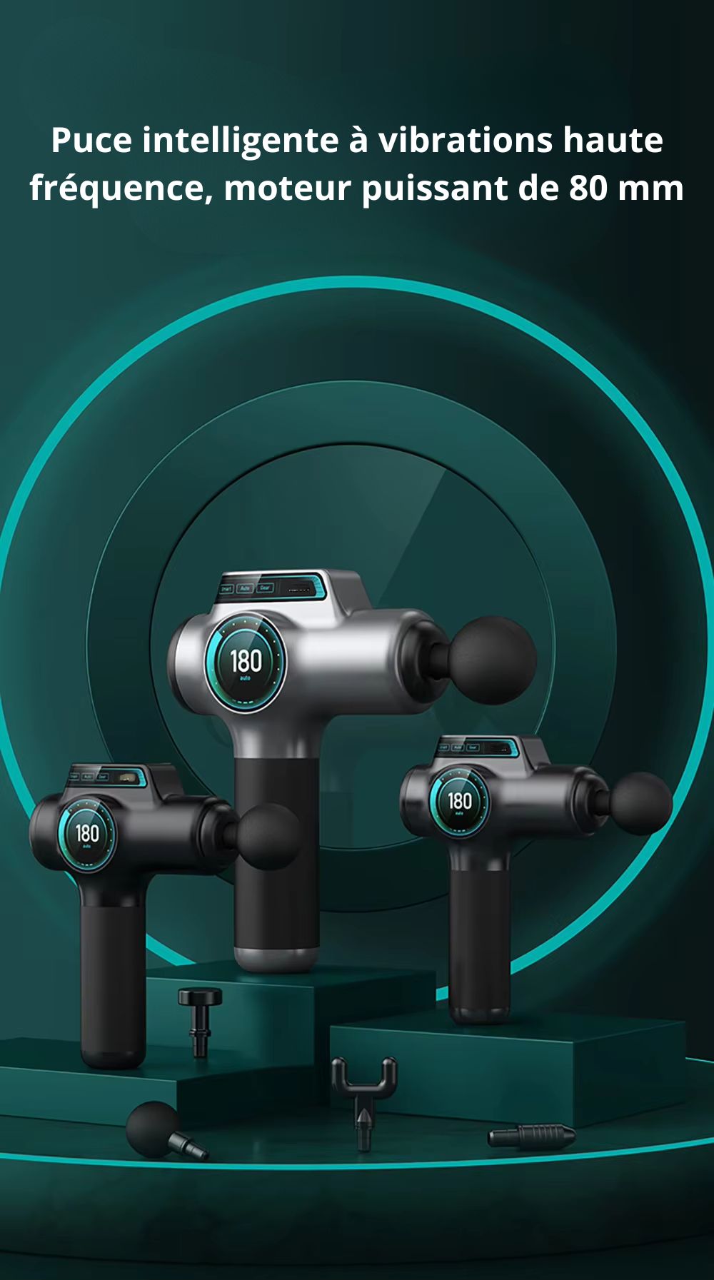 Pistolet De Massage Noir ou gris 1 Tête