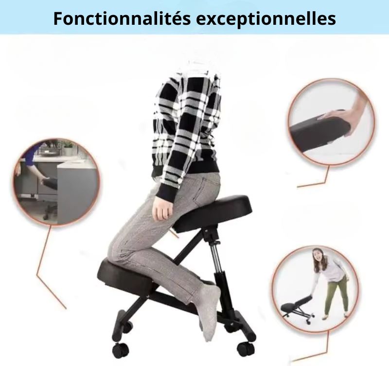 Chaise De Bureau Ergonomique à Genoux Noir